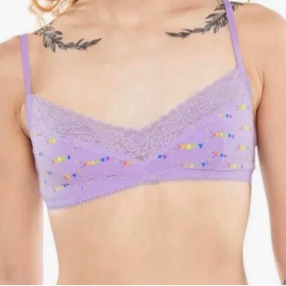 Savage x Fenty Lavender Cotton Essentials Lace-Trim Bralette Size Medium